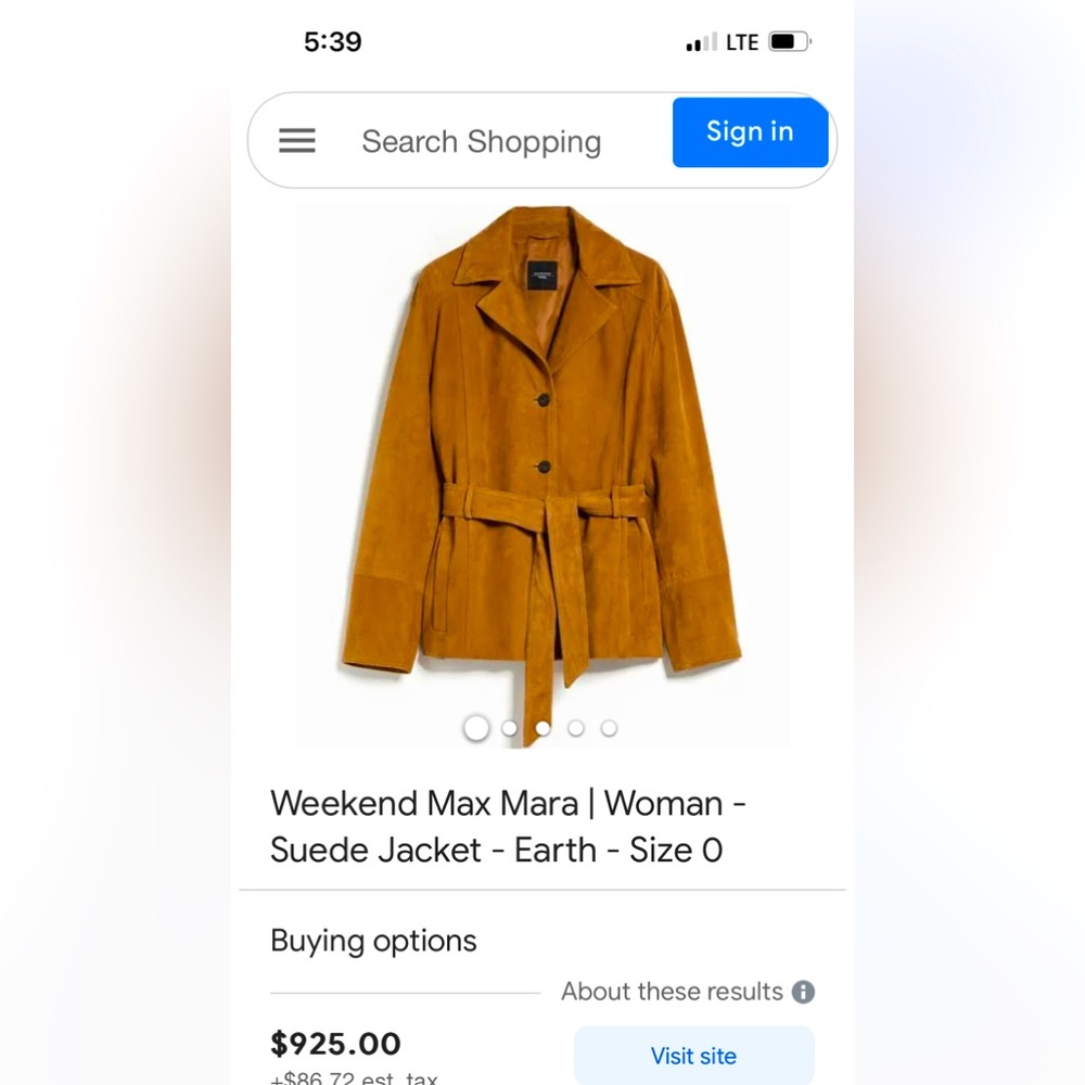 Weekend Max Mara Suede Jacket in Earth